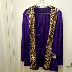 Purple velvety zoot suit w leopard accents